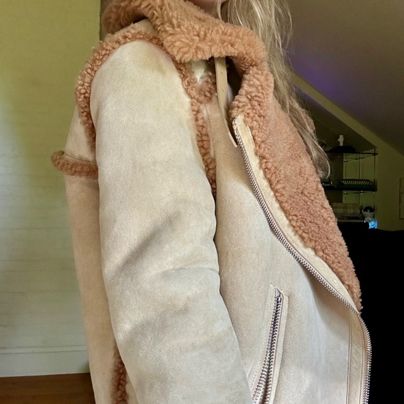 Acne Studios Velocite Shearling Suede Leather Jacket Women's Size 34 US 2 XS - Picture 3 of 9